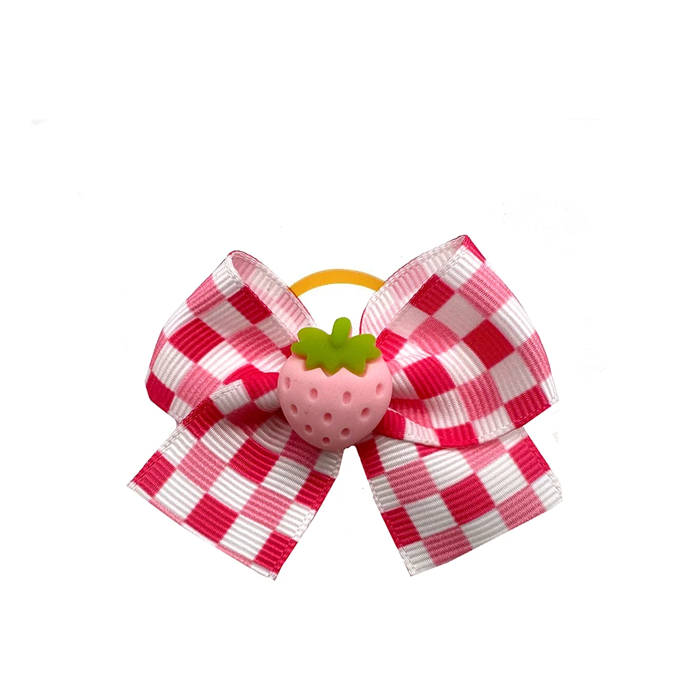 50pcs Small Dog Grooming Bows Strawberry Lemon Style Pet Dog Hair Bows Rubber Bands Dog Hair Accessories Pet Supplies for Dogs