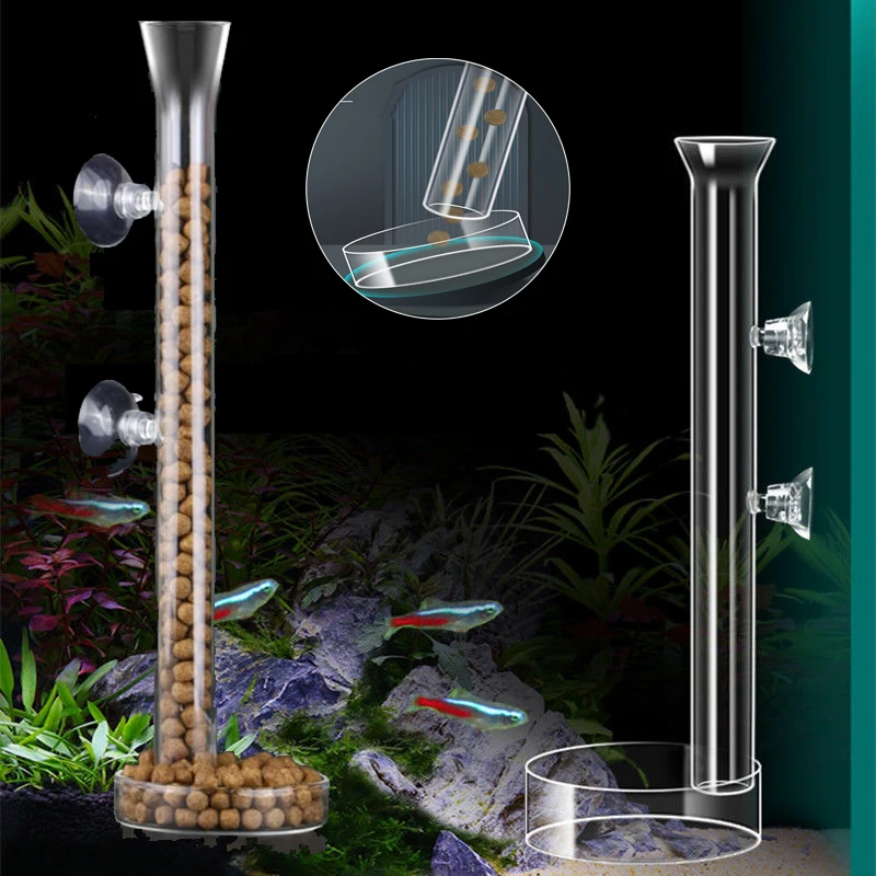 Aquarium Feeding Tube Dish Clear Glass Fish Tank Shrimp Snail Food Feeder Bowl Aquarium Feeding Tool Accessories