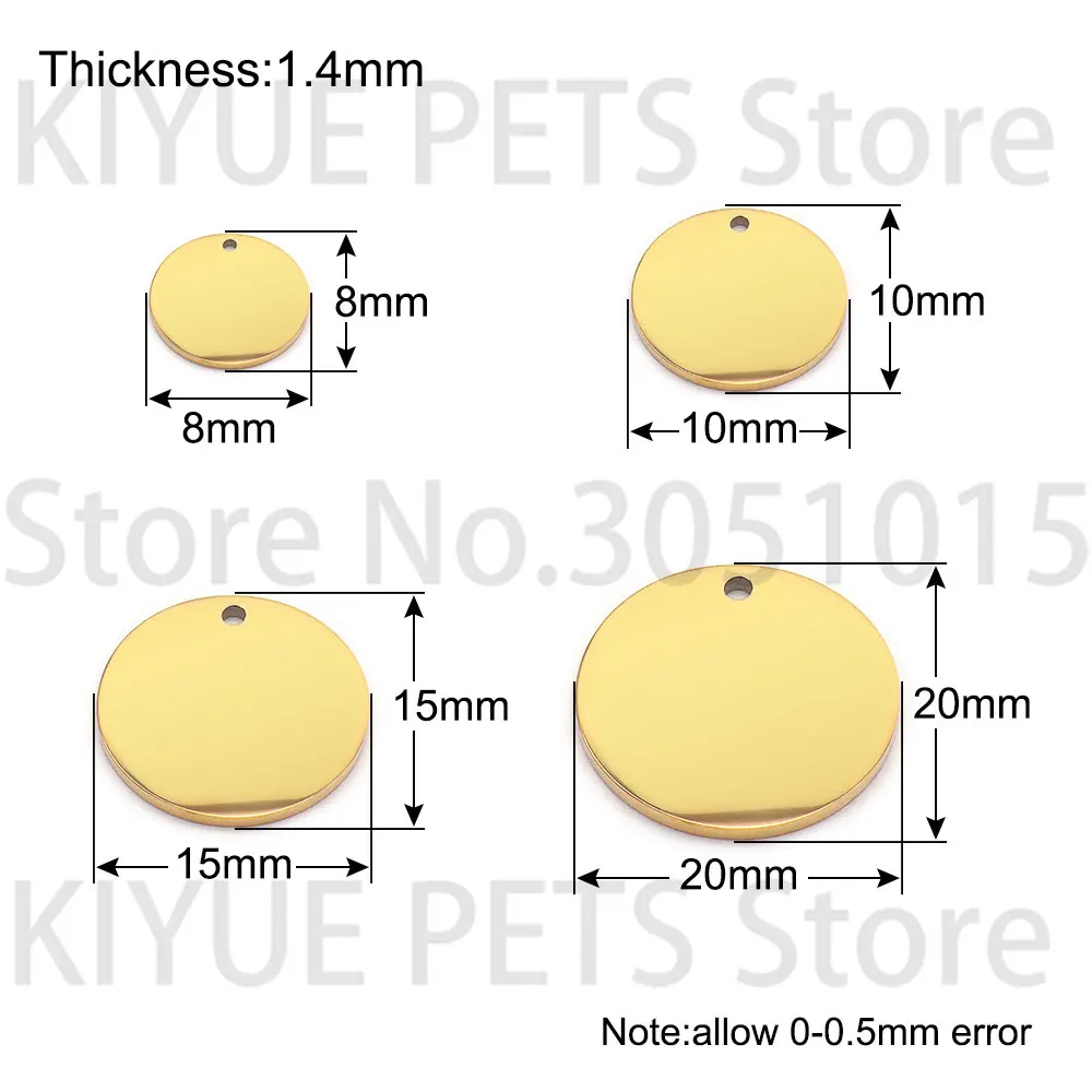 100pcs/lot Engravable Stainless Steel Tag for Necklace Blank Plate Stamping Tags for Custom Logo Charms Pet ID Tag DIY Jewelry