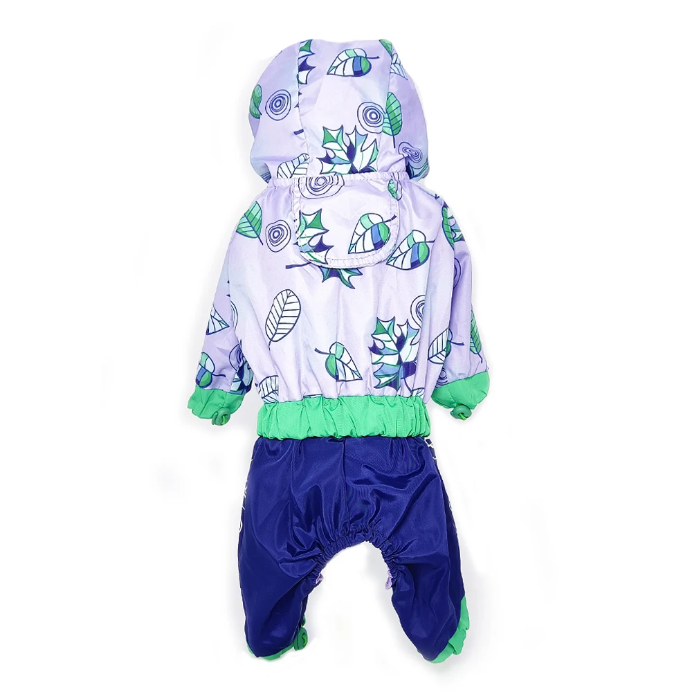 Dog Rain Jumpsuit Waterproof Breathable Pet Raincoat for Small Dogs Light Weight Adjustable Hooded Puppy Jacket with Leash Hole