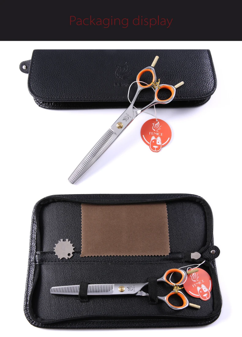 Fenice 7.0inch Professional Dog Grooming Thinning Scissors 50% Thinning rate JP440C Pets Shears for Animal Tools Beauticians