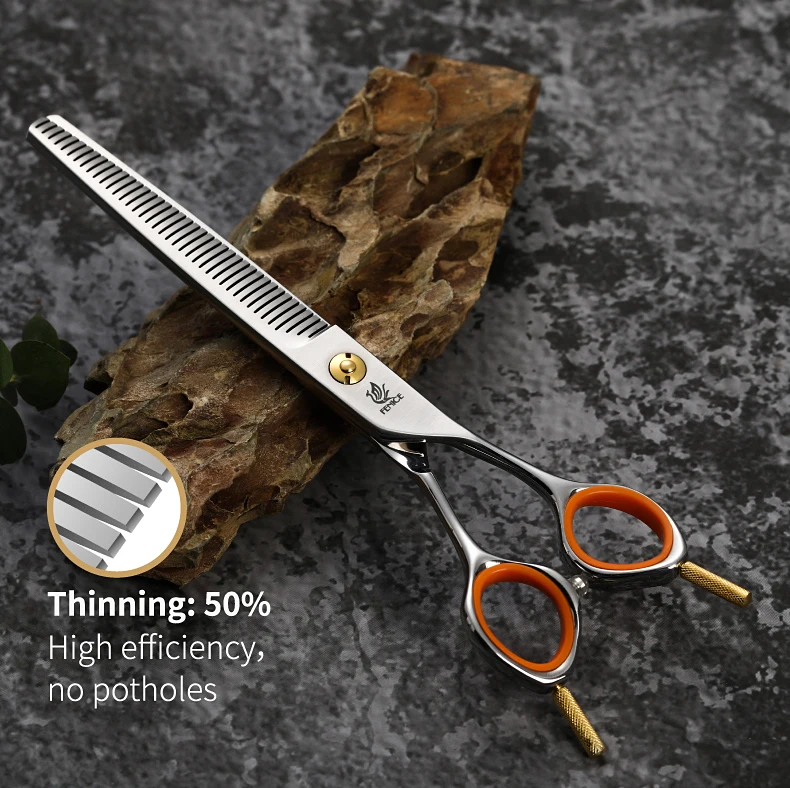 Fenice 7.0inch Professional Dog Grooming Thinning Scissors 50% Thinning rate JP440C Pets Shears for Animal Tools Beauticians