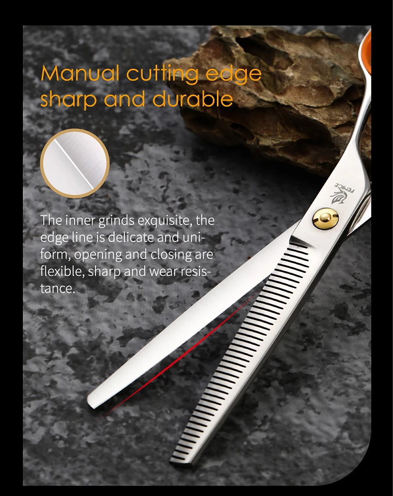 Fenice 7.0inch Professional Dog Grooming Thinning Scissors 50% Thinning rate JP440C Pets Shears for Animal Tools Beauticians