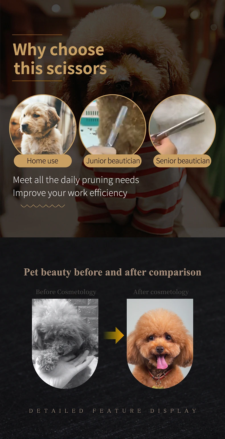 Fenice 7.0inch Professional Dog Grooming Thinning Scissors 50% Thinning rate JP440C Pets Shears for Animal Tools Beauticians