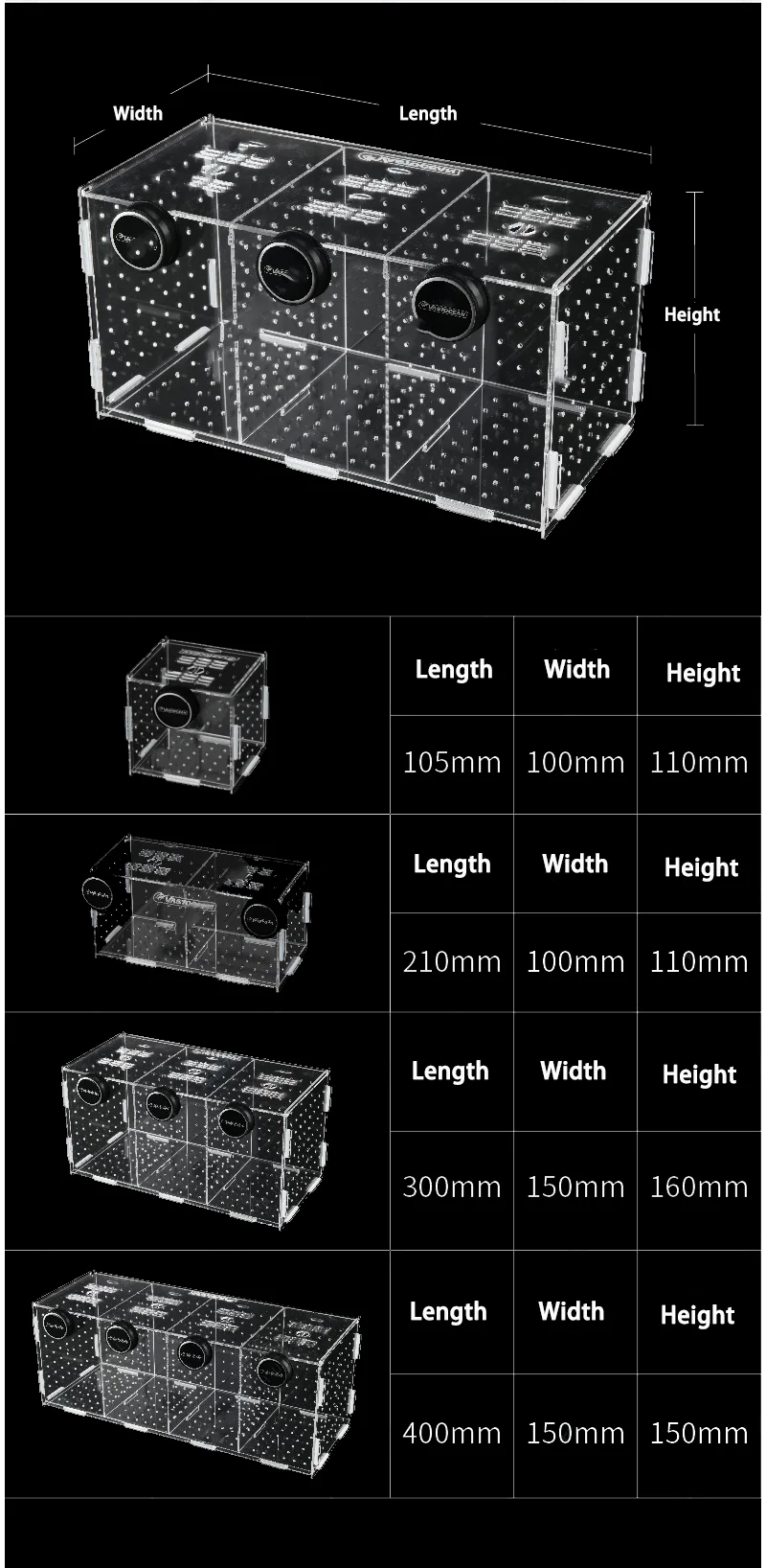 VASTOCEAN Fish Tank Magnetic Combined Acrylic Hatching Isolation Box Breeding Box Isolation Box Ovipositor Aquarium Supplies