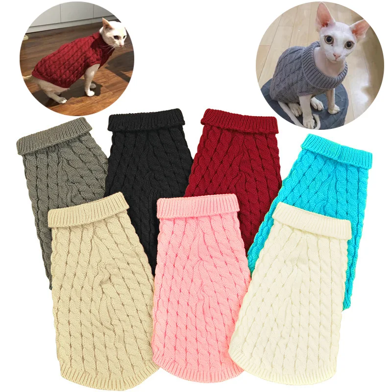 Cat Puppy Sweaters Autumn Winter Pet Knitted Sweater Jumper for Small Dogs Cats Kitten Pullovers Sphynx Clothing Ropa Para Gatos