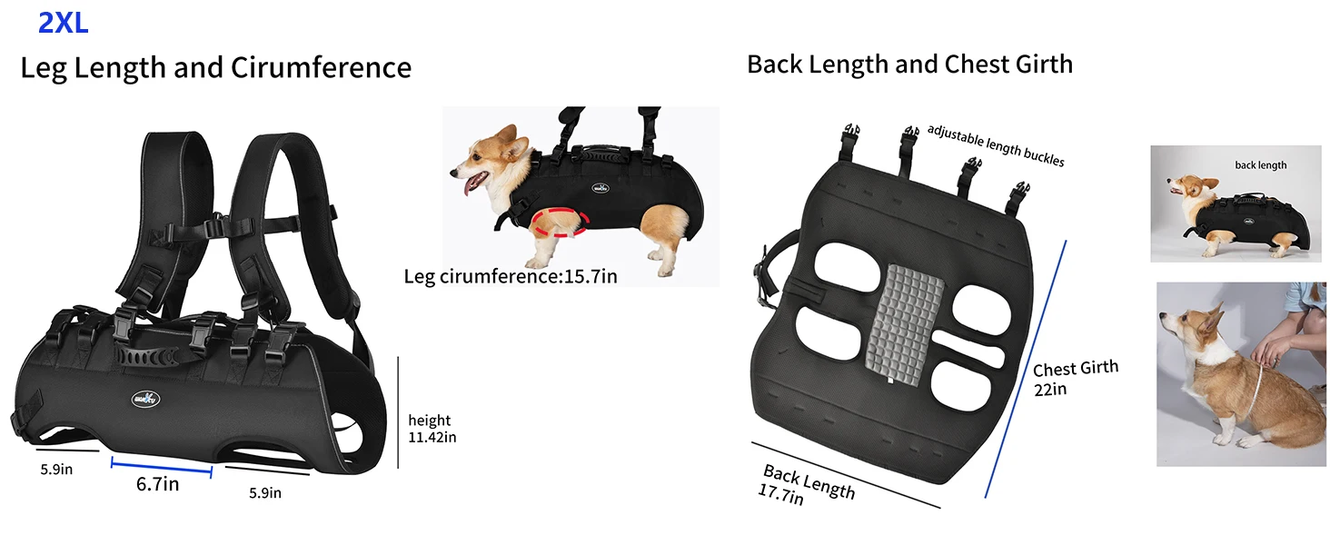 Wakytu Dog Lift Harness Sling Carrier for Dogs Hind Leg Stair Support Old Disabled Joint Injuries Arthritis Large Dogs Up Stairs