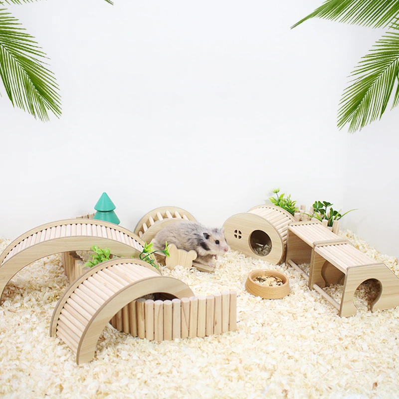 Hamster Wooden Steps Bridge Toy Guinea Pig Hedgehog Squirrel Arch Bridge Small Pet Exercise Toys Arch Bridge D9254