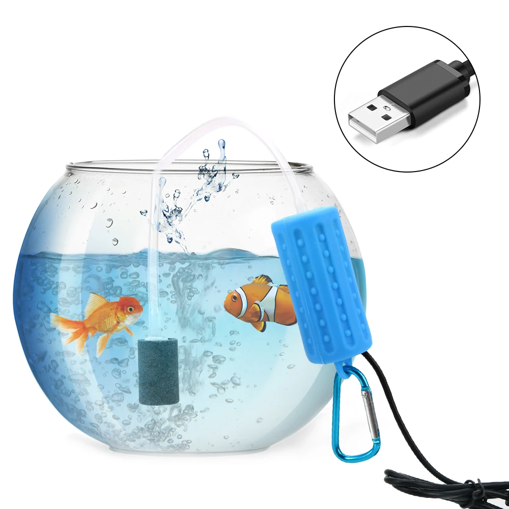 Aquarium Fish Tank Oxygen Air Pump Portable Aquatic Terrarium Filter Mute Energy Saving Supplies Mini USB Fish Tank Accessories