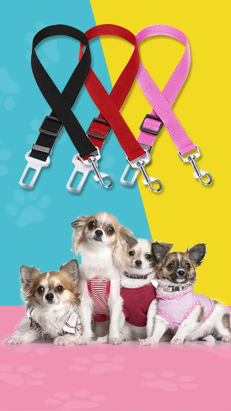 Adjustable Pet Cat Dog Car Seat Belt Pet Seat Vehicle Dog Harness Lead Clip Safety Lever Traction Dog Collars Dog Accessoires