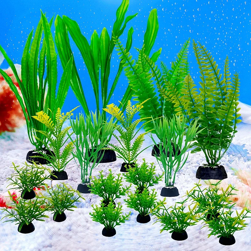 18PC Fish Tank Simulation Plant Aquarium Artificial Decor Plants Ornament Water Grass Fish Bowl Plastic Decoration