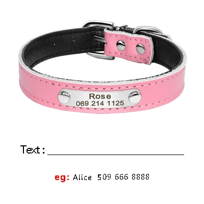 Personalized Dog Collar PU Leather Puppy Dogs Collars Free Custom Pet Neckace Engraved Name ID For Small Medium Dogs Cats Pink