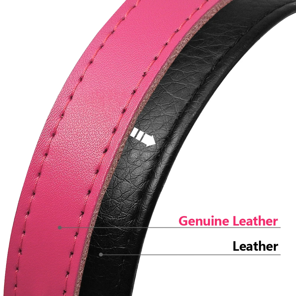 Personalized Dog Collar PU Leather Puppy Dogs Collars Free Custom Pet Neckace Engraved Name ID For Small Medium Dogs Cats Pink