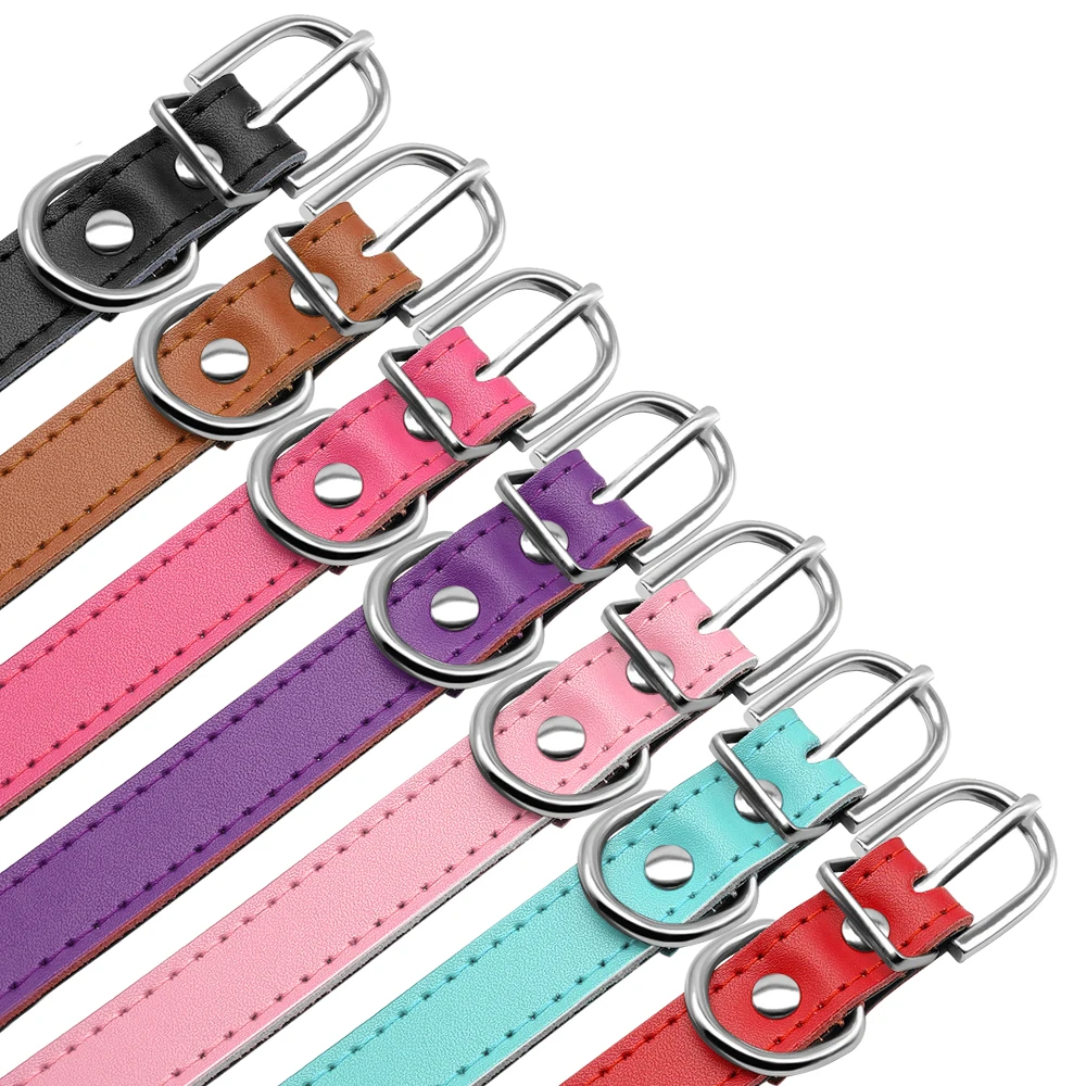 Personalized Dog Collar PU Leather Puppy Dogs Collars Free Custom Pet Neckace Engraved Name ID For Small Medium Dogs Cats Pink