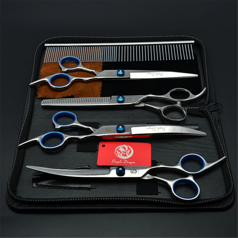 Dog Grooming Scissors 6" Japan Stainless Pet Hairdressing Scissors Cutting Scissors Thinning Shears Curved Scissors Set Z3001