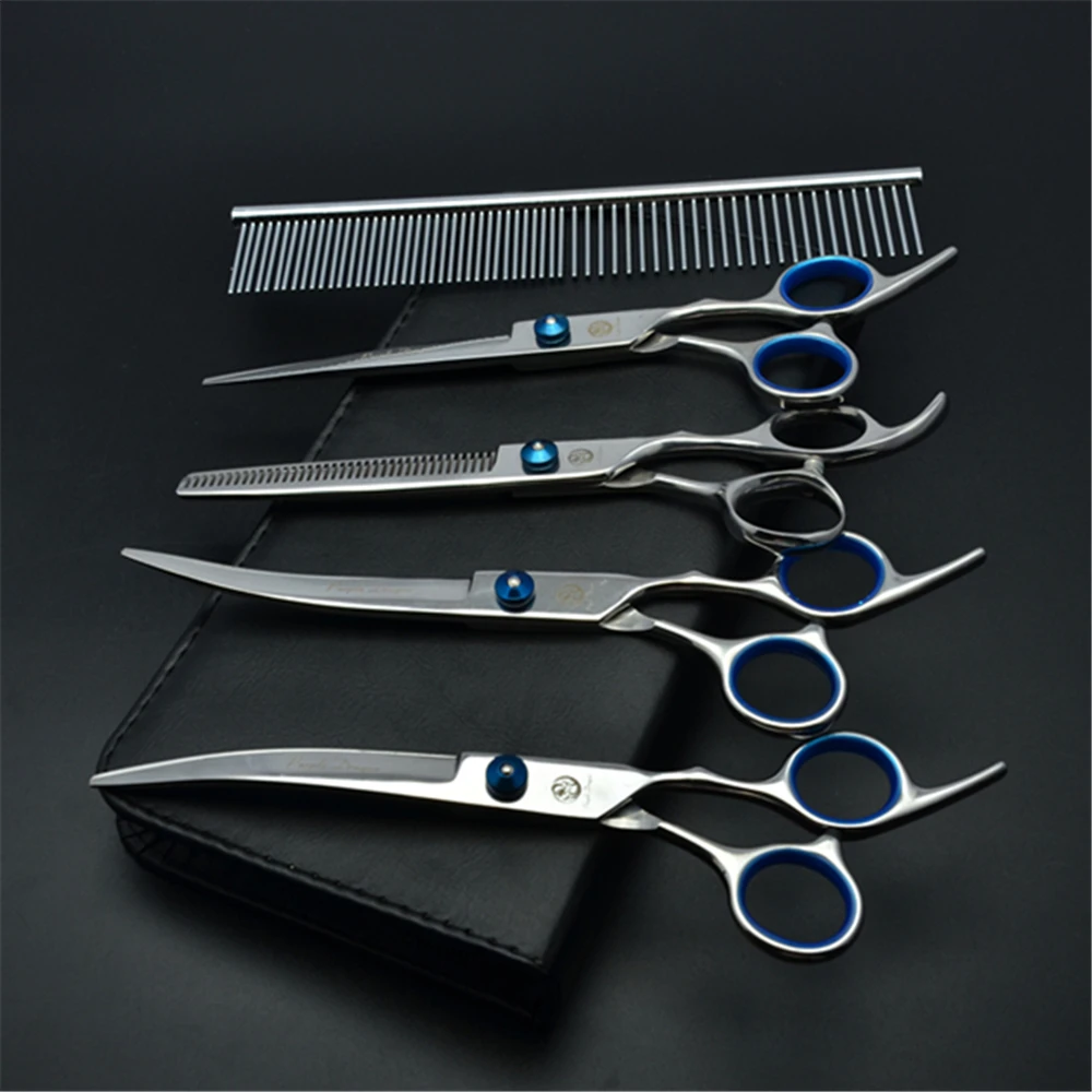 Dog Grooming Scissors 6" Japan Stainless Pet Hairdressing Scissors Cutting Scissors Thinning Shears Curved Scissors Set Z3001