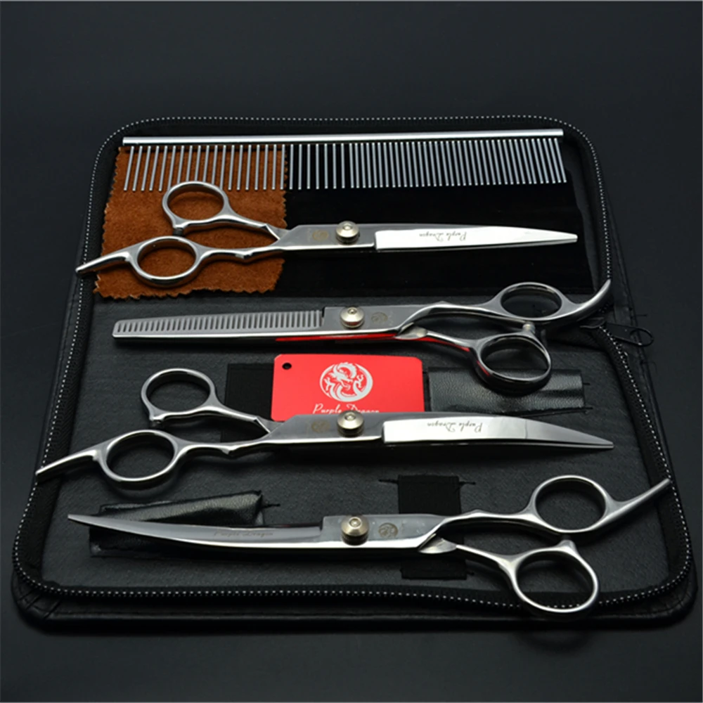 Dog Grooming Scissors 6" Japan Stainless Pet Hairdressing Scissors Cutting Scissors Thinning Shears Curved Scissors Set Z3001