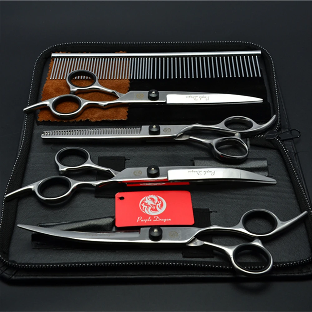 Dog Grooming Scissors 6" Japan Stainless Pet Hairdressing Scissors Cutting Scissors Thinning Shears Curved Scissors Set Z3001