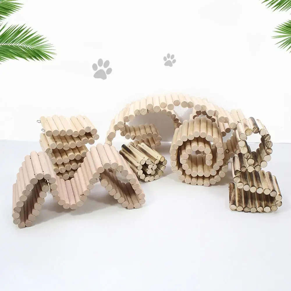 Bendable Hamster Climbing Ladder Wooden Multifunctional Hamster Habitat Toy Cage Decoration Easy To Install