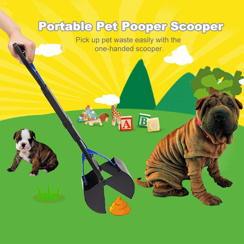 Pet Pooper Scooper Dogs Shit Clip Long Handle Jaw Poop Scoop Outdoor Animal Feces Cleaner Picker Excrement Collector Clean Tools