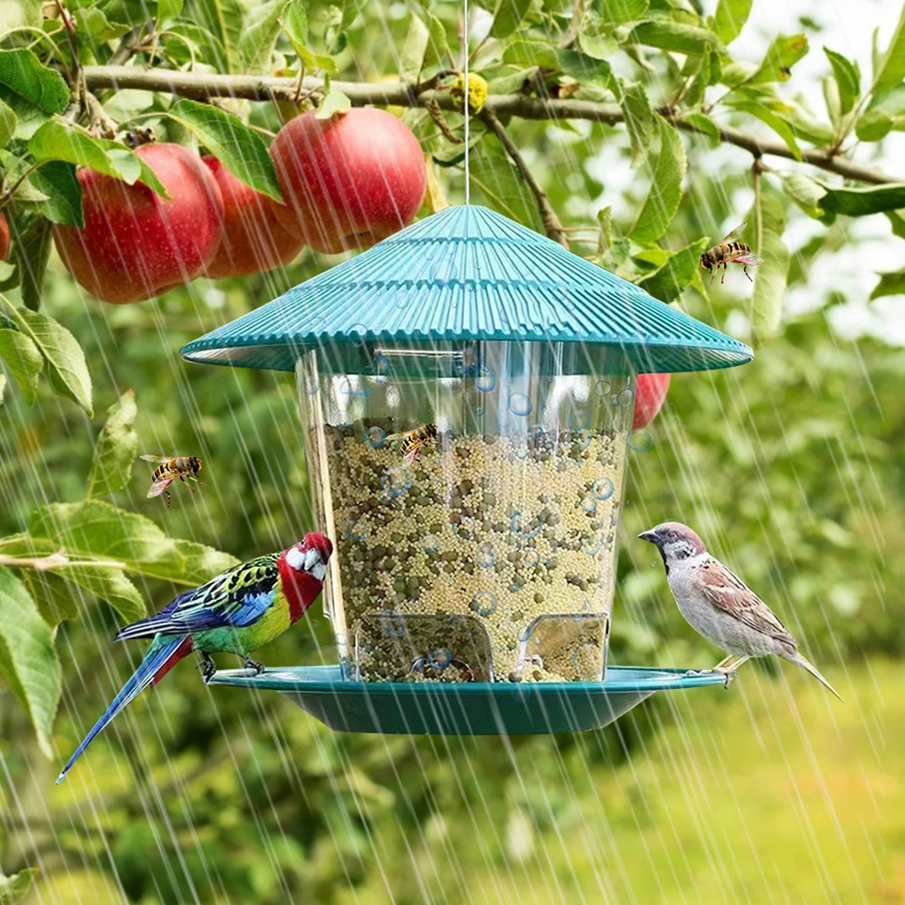 Garden Gazebo Hanging Wild Bird Feeder Outdoor Container With Hang Rope Pet Bird Feeding House Type Bird Feeder New Dropshipping