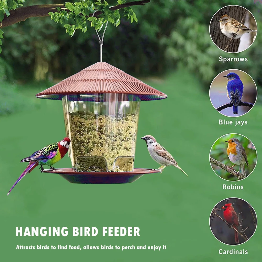 Garden Gazebo Hanging Wild Bird Feeder Outdoor Container With Hang Rope Pet Bird Feeding House Type Bird Feeder New Dropshipping