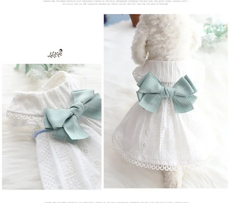 Dog Clothes Spring and Summer Thin Skirt Lolita Princess Mint Butterfly Cat Pet