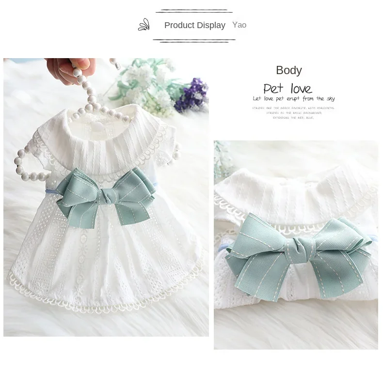 Dog Clothes Spring and Summer Thin Skirt Lolita Princess Mint Butterfly Cat Pet
