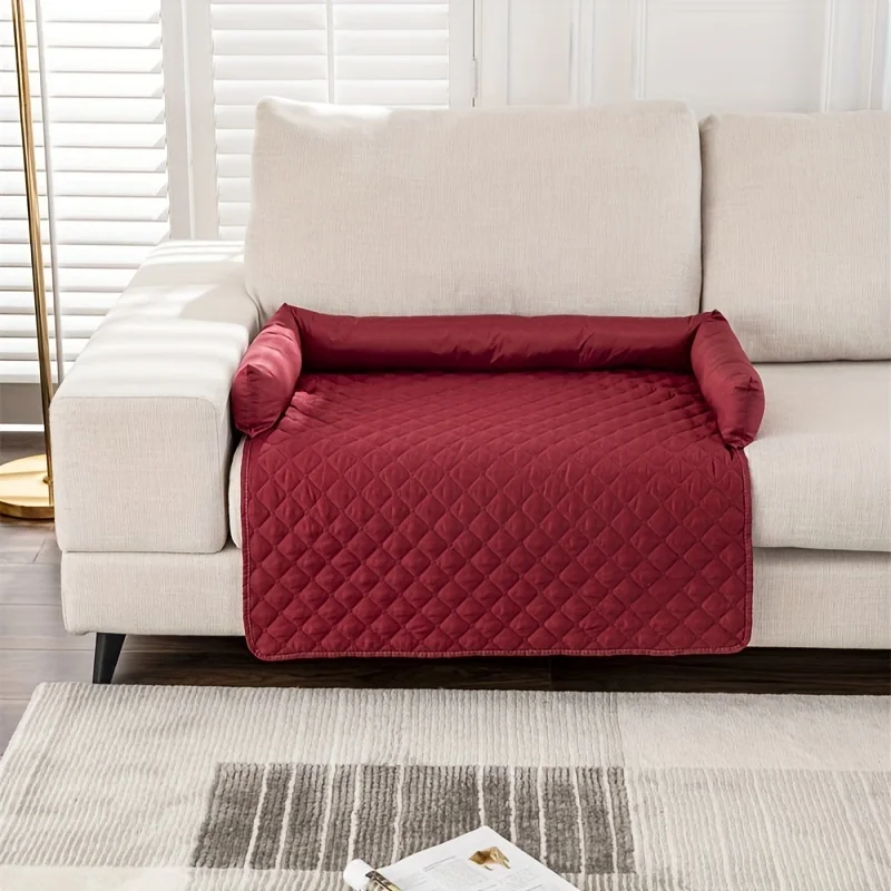 Pet Sofa Bed, Slip Resistant, Waterproof&Anti-Leakage, Washable Couch Protector with Removable Bolster Cushions, for Dogs, Cats