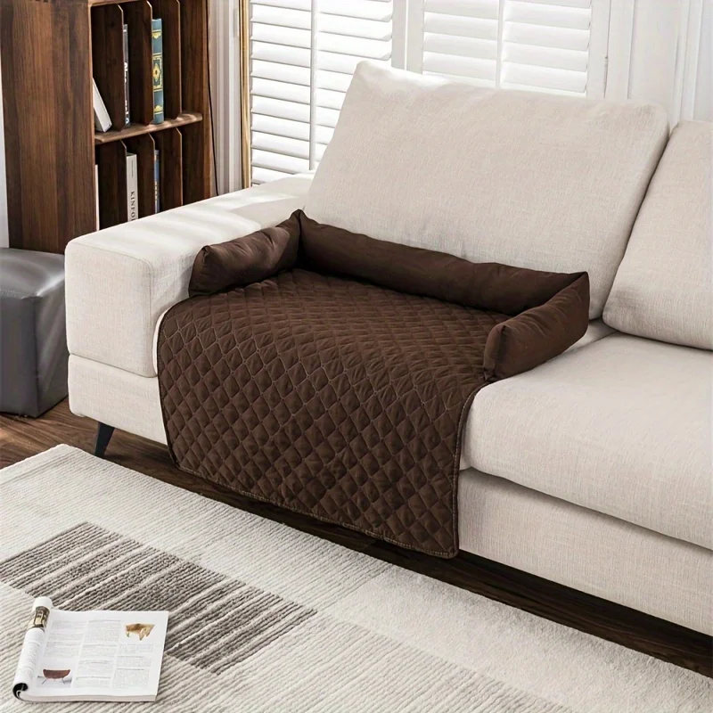 Pet Sofa Bed, Slip Resistant, Waterproof&Anti-Leakage, Washable Couch Protector with Removable Bolster Cushions, for Dogs, Cats