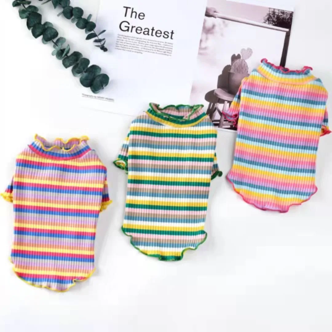 Cotton 100% Cat Dog Vest Summer Pet Clothes Stripe Pullovers for Small Dogs Cats Chihuahua Pomeranian Puppy Ropa Para Perros