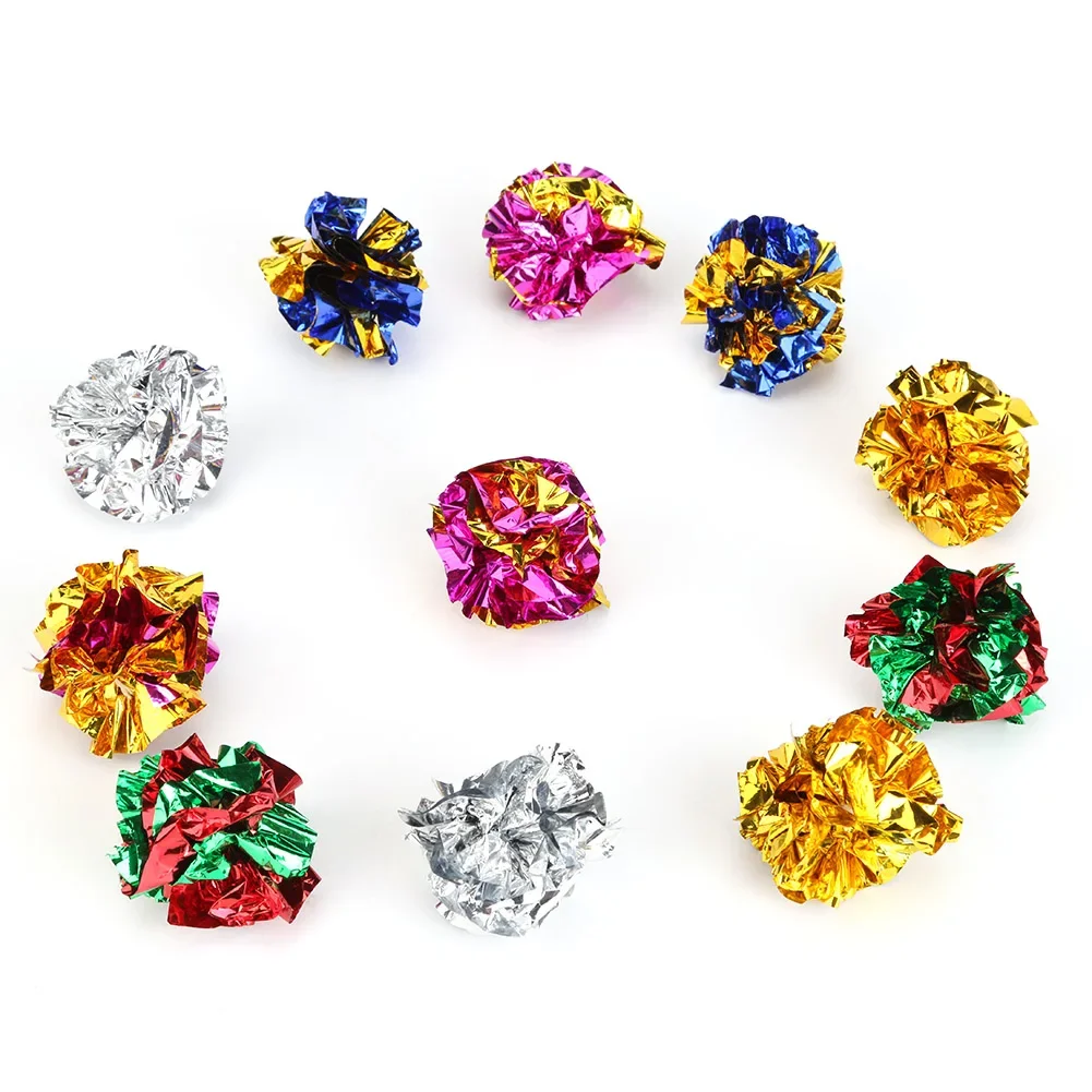 24/12Pack Colorful Crinkle Balls Sound Tin Paper Toy for Cat Durability Vocalization Dolls Playing Interactive Bite Squeak Toys