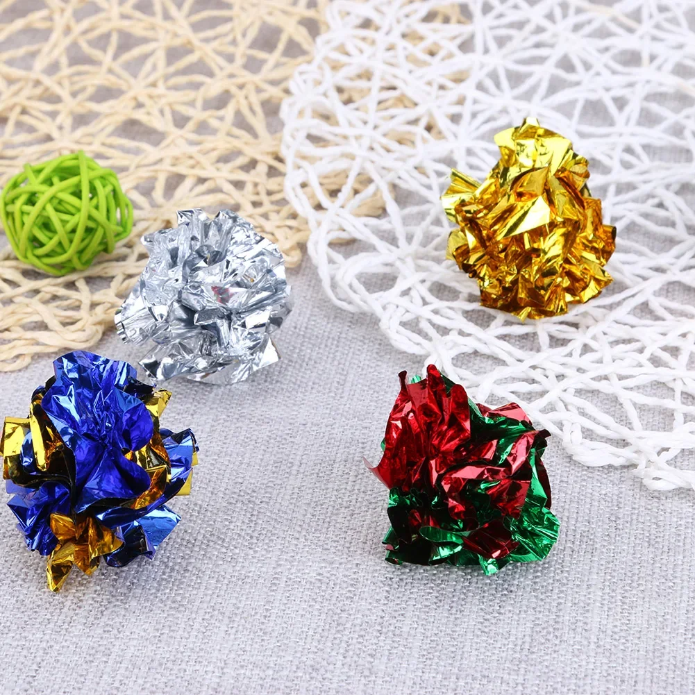 24/12Pack Colorful Crinkle Balls Sound Tin Paper Toy for Cat Durability Vocalization Dolls Playing Interactive Bite Squeak Toys