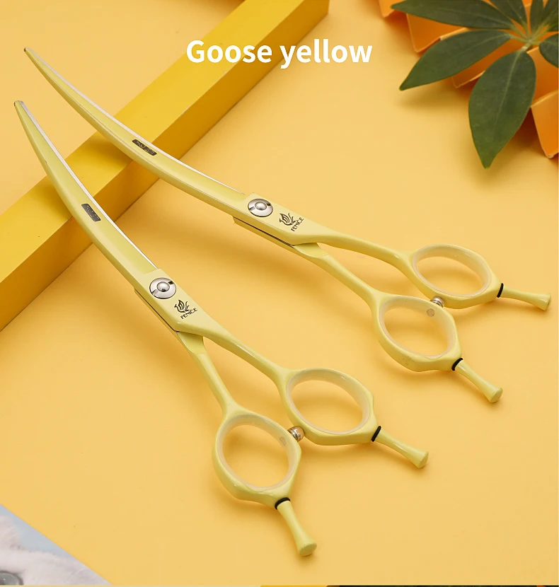 Fenice Dog Scissors 6.25/7.0inch Curved Scissors Pet Grooming Shears JP440C Dog Beauty Scissors Groomer Equipment