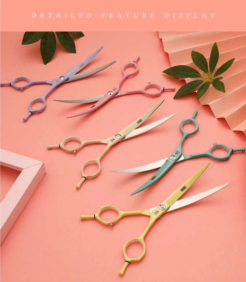 Fenice Dog Scissors 6.25/7.0inch Curved Scissors Pet Grooming Shears JP440C Dog Beauty Scissors Groomer Equipment