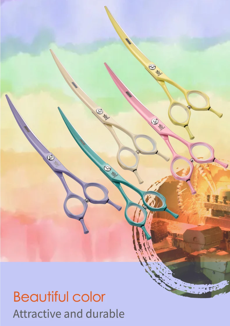 Fenice Dog Scissors 6.25/7.0inch Curved Scissors Pet Grooming Shears JP440C Dog Beauty Scissors Groomer Equipment