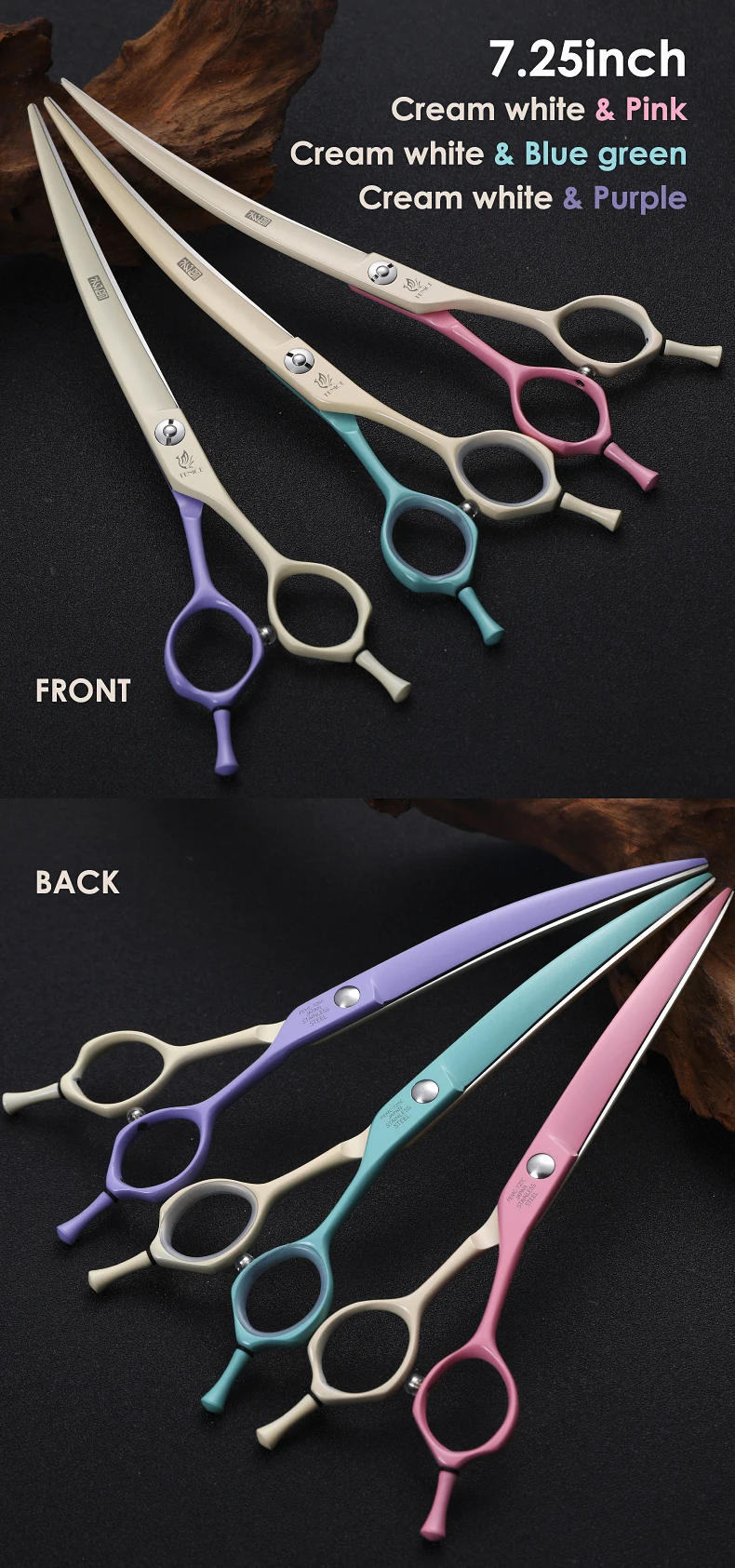 Fenice Dog Scissors 6.25/7.0inch Curved Scissors Pet Grooming Shears JP440C Dog Beauty Scissors Groomer Equipment