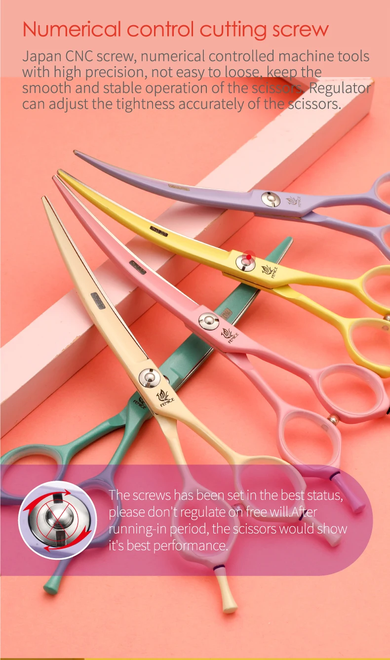 Fenice Dog Scissors 6.25/7.0inch Curved Scissors Pet Grooming Shears JP440C Dog Beauty Scissors Groomer Equipment