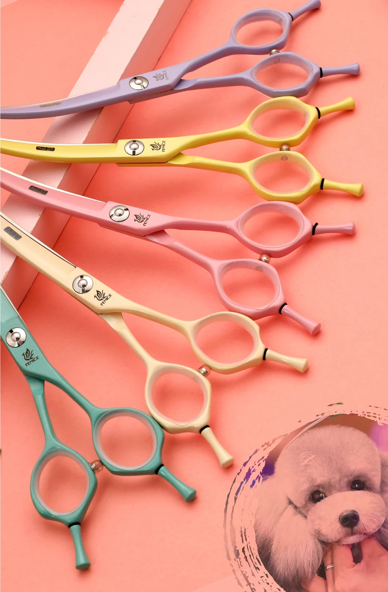 Fenice Dog Scissors 6.25/7.0inch Curved Scissors Pet Grooming Shears JP440C Dog Beauty Scissors Groomer Equipment