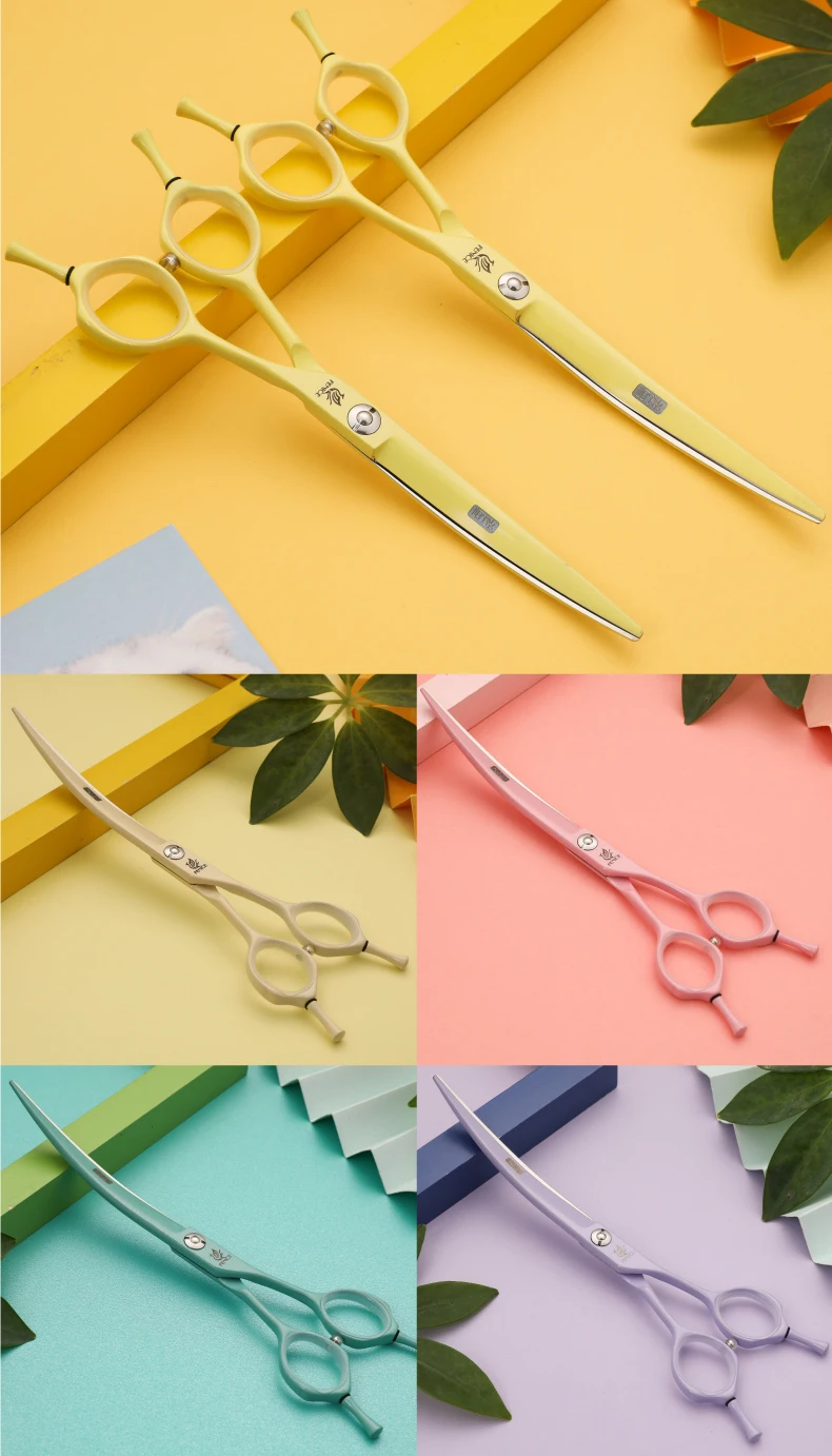 Fenice Dog Scissors 6.25/7.0inch Curved Scissors Pet Grooming Shears JP440C Dog Beauty Scissors Groomer Equipment