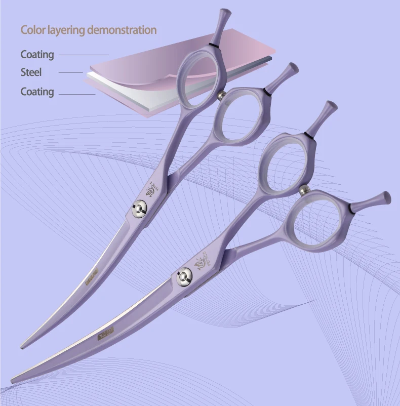 Fenice Dog Scissors 6.25/7.0inch Curved Scissors Pet Grooming Shears JP440C Dog Beauty Scissors Groomer Equipment