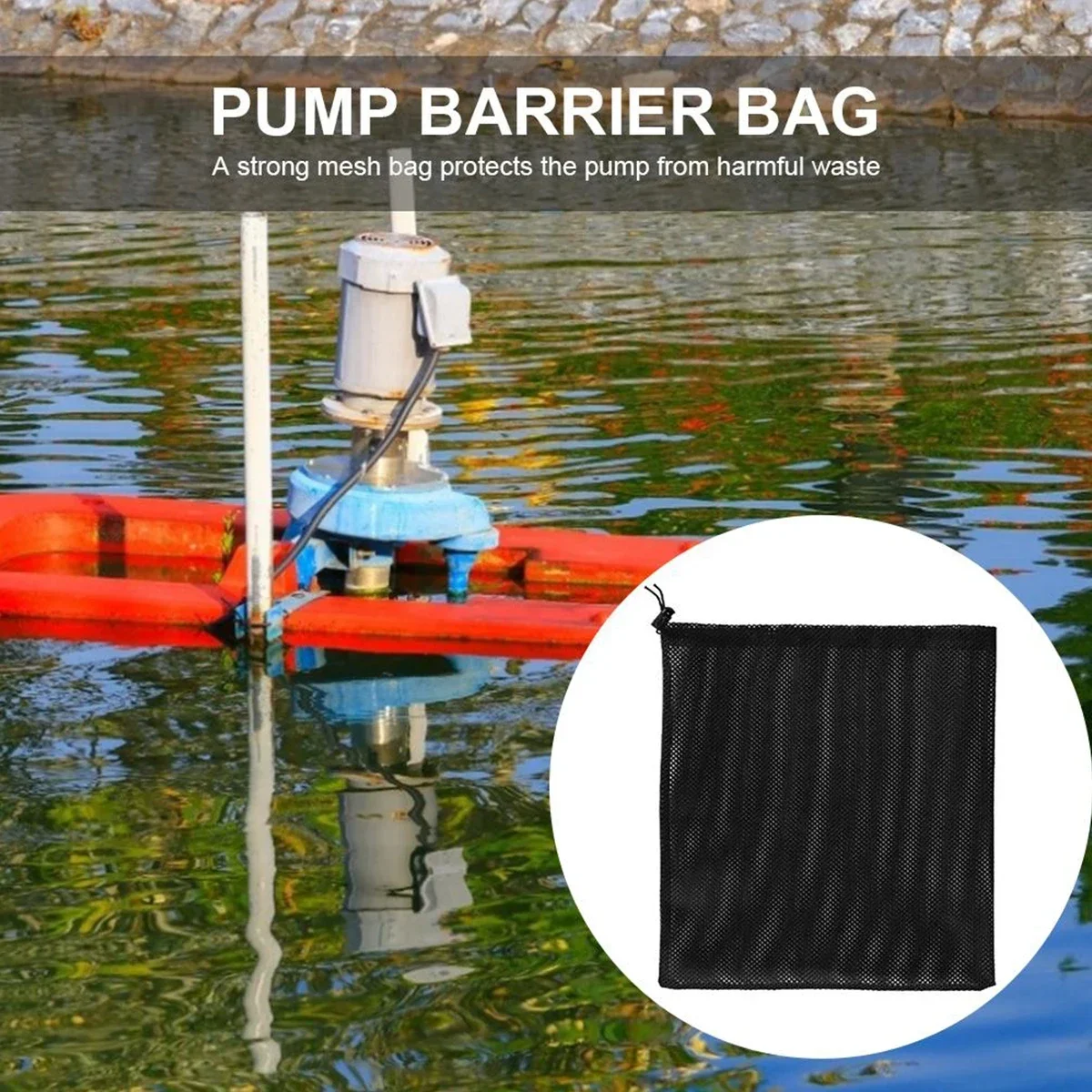 2PC Anti-clog Pump Barrier Bag Pump Filter Mesh Bag Mesh with Drawstring Reusable Pond Pump Protector for Pond Biological Filter