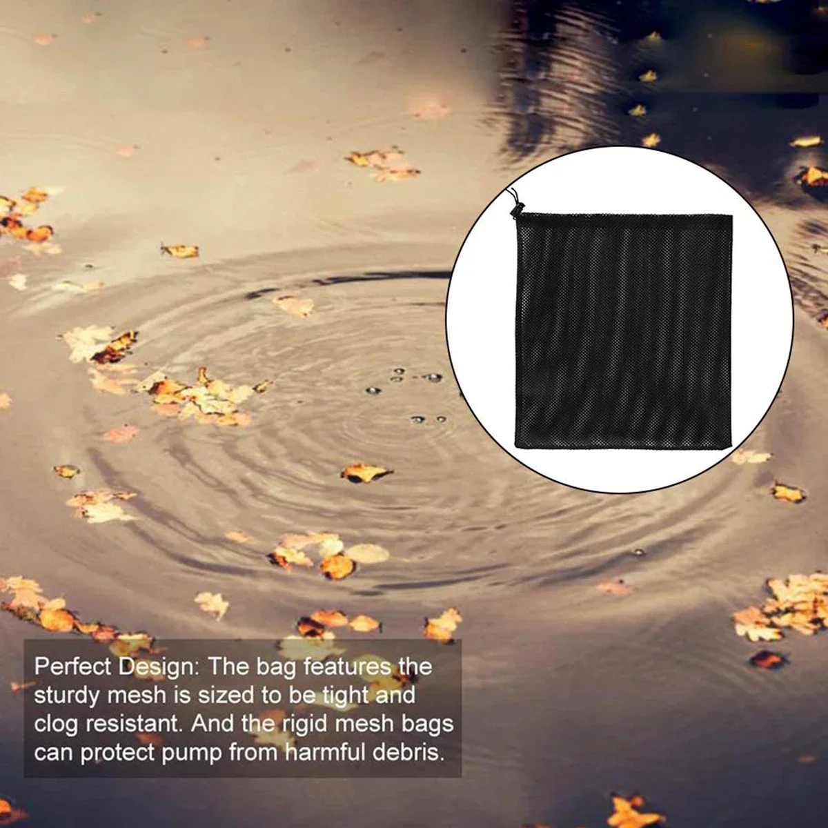 2PC Anti-clog Pump Barrier Bag Pump Filter Mesh Bag Mesh with Drawstring Reusable Pond Pump Protector for Pond Biological Filter