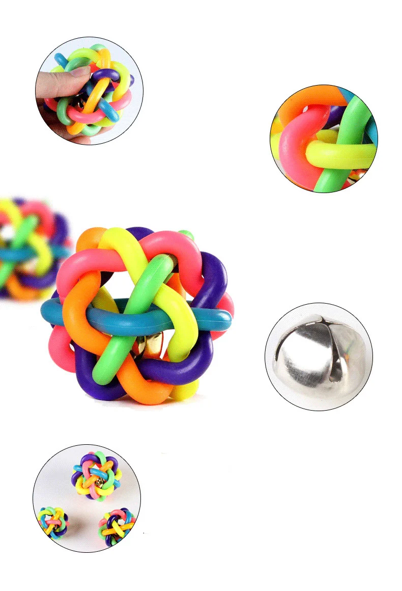Colorful Bell Woven Toy Popular Dog Bite Resistant  Rubber Pet Chewing Playing Fetching Nice Ball Products