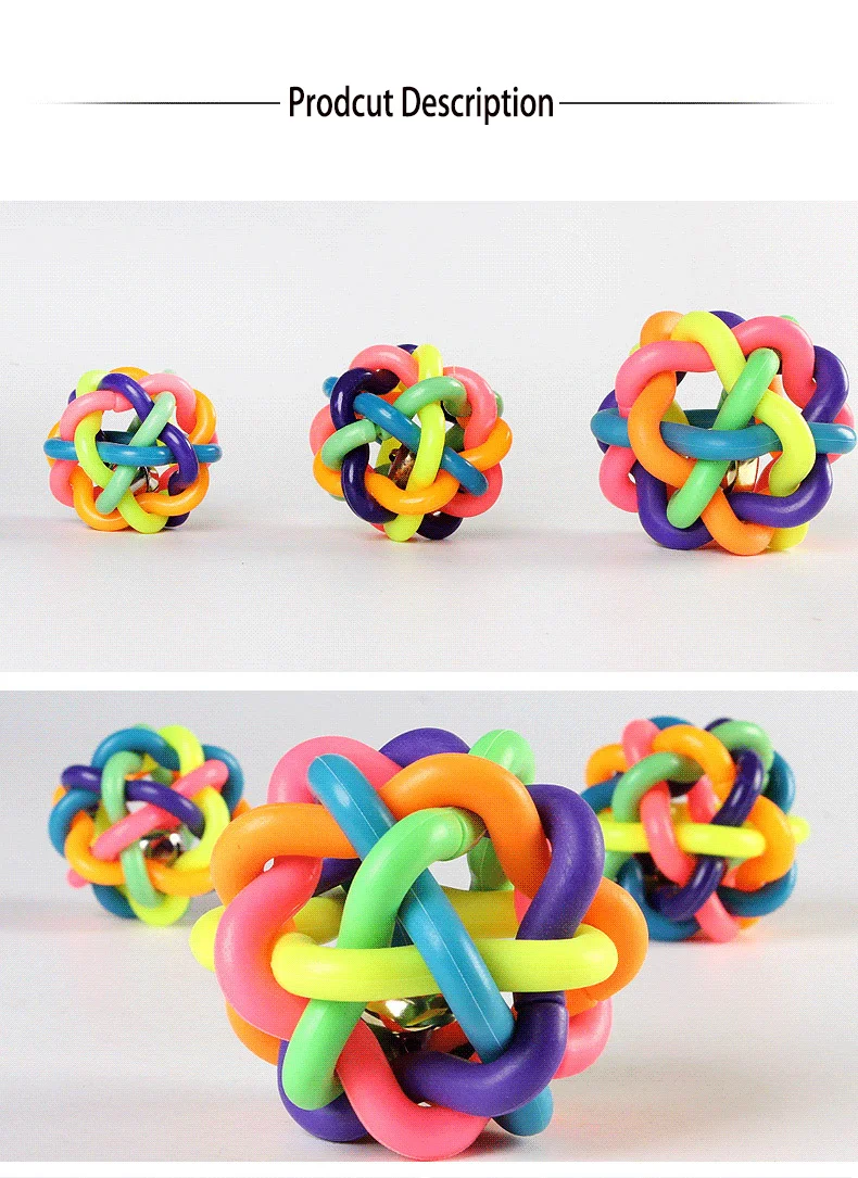 Colorful Bell Woven Toy Popular Dog Bite Resistant  Rubber Pet Chewing Playing Fetching Nice Ball Products