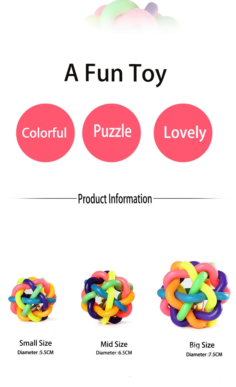 Colorful Bell Woven Toy Popular Dog Bite Resistant  Rubber Pet Chewing Playing Fetching Nice Ball Products