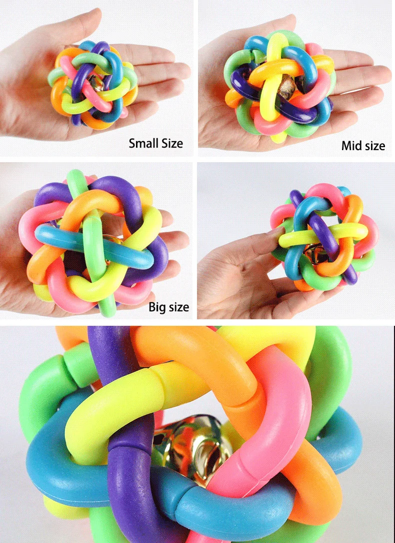 Colorful Bell Woven Toy Popular Dog Bite Resistant  Rubber Pet Chewing Playing Fetching Nice Ball Products