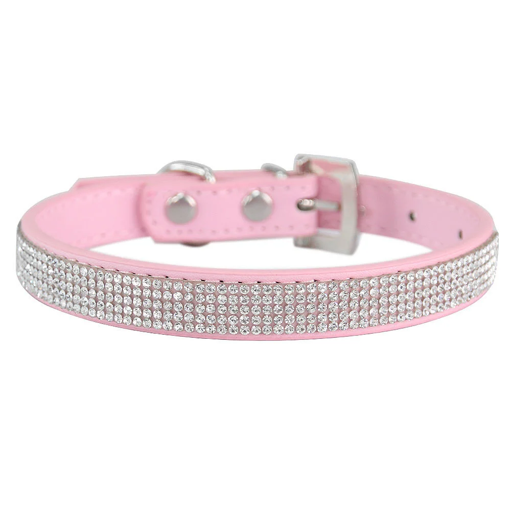 Crystal Glitter Rhinestones Pet Collar Leather Puppy Necklace Collars For Small Medium Large Dogs Cat Chihuahua Pug Accessories