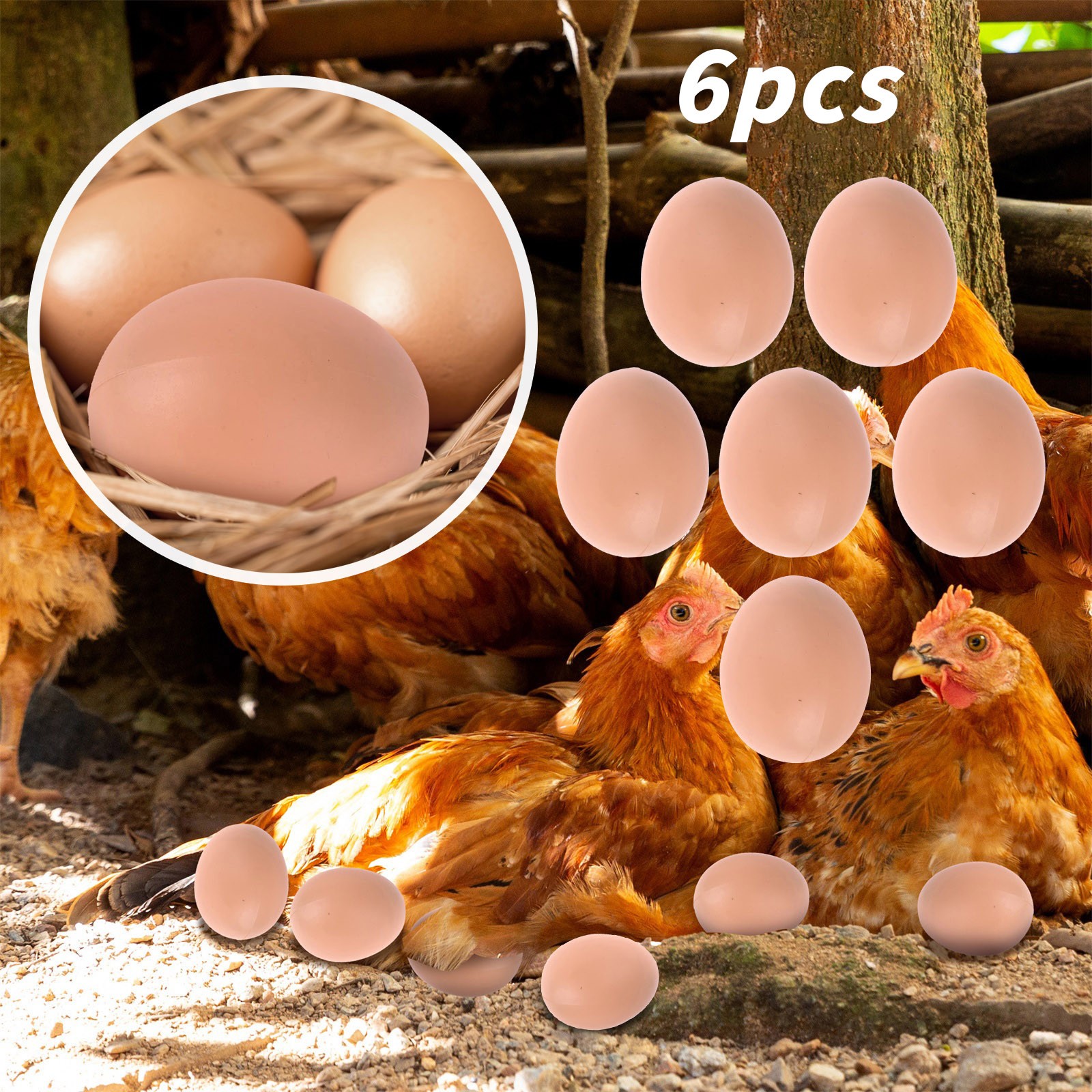 6/12Pcs Plastic Eggs Chicken House Small Fake Eggs Farm Animal Supplies Cages Accessories Guide Chicken Nest Egg Painting
