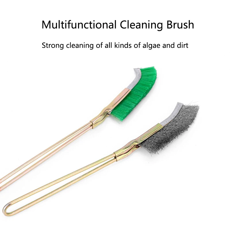 13cm Steel Wire Brush Aquarium Algae Cleaning Brush Nylon Brush Aquarium Cleaner Fish Tank Stain Cleaning Tools Accessories 3pcs